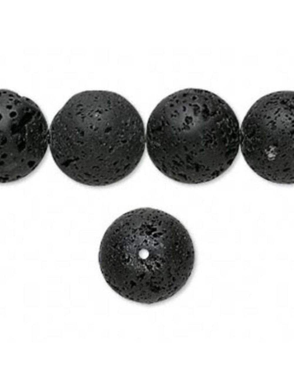 4 Natural Black Lava Rock Gemstone 14mm XL Round Beads